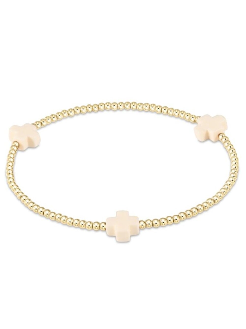 New Enewton Signature Cross Off-white 14kt Gold-filled 2mm Beads Stack Bracelet